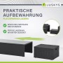 Platzsparende Juskys Polyrattan Lounge Salou in Schwarz/Grau, zusammengeschoben für Lagerung.