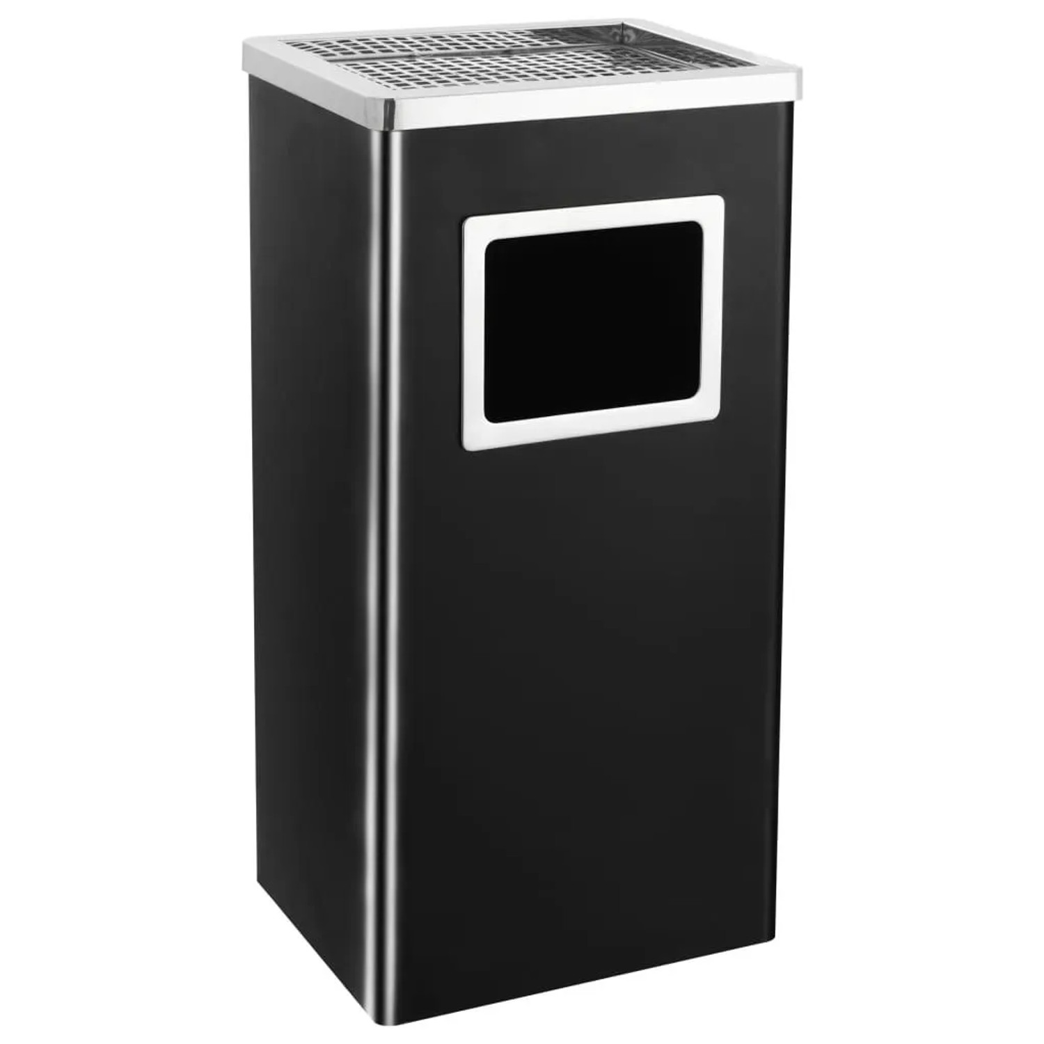 DELUKE Standaschenbecher Für Draußen 45L Stahl 30x24x61cm Mülleimer Mit Aschenbecher Abfalleimer Mit Inneneimer Standasc...