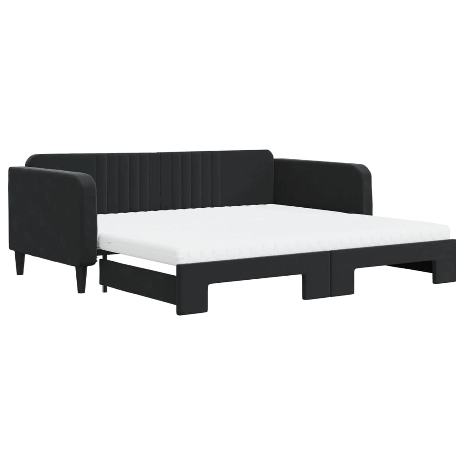 vidaXL Tagesbett Ausziehbar mit Matratzen Schwarz 100x200 cm Samt1885866
