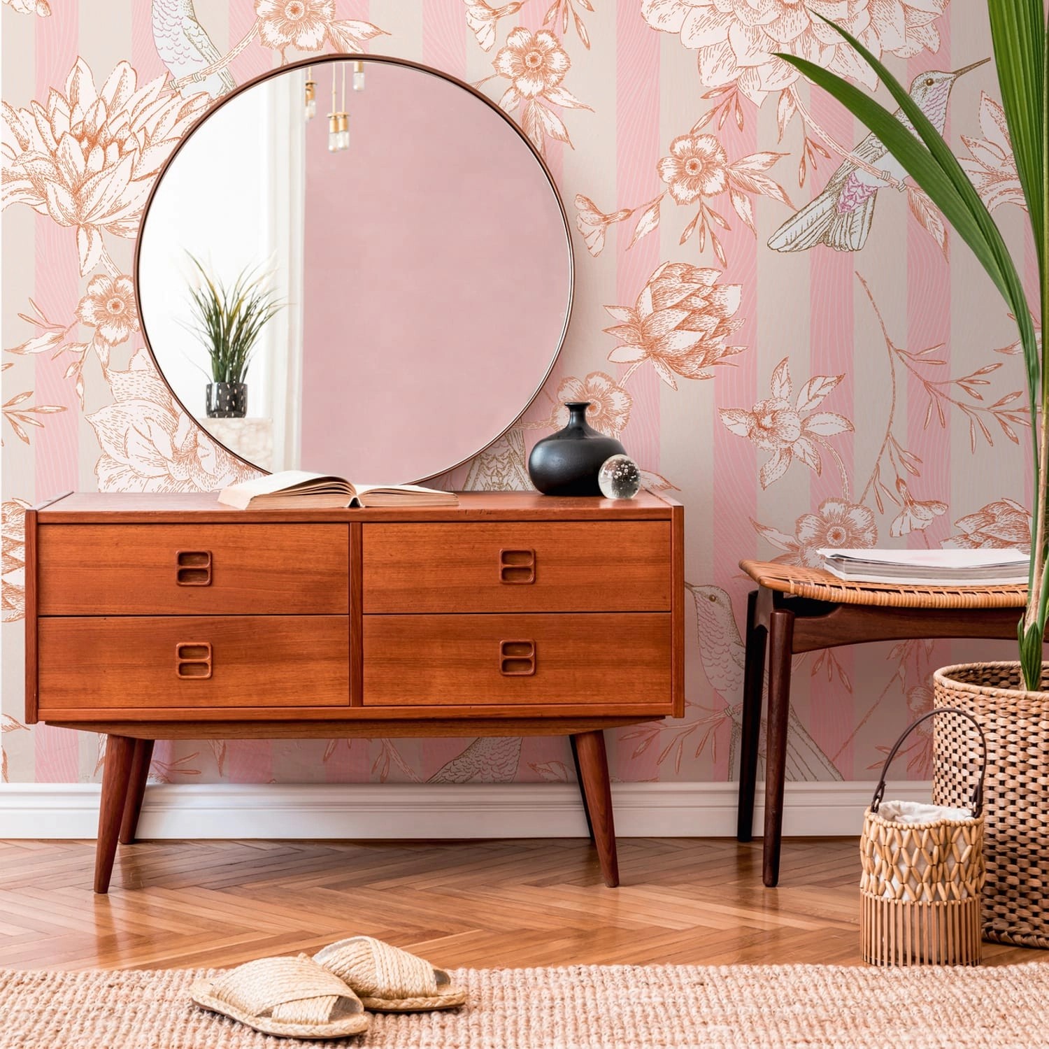 PROFHOME 392021-GU Fototapete Blumen Matt Rosa Beige Orange 1,59 m x 2,8 m günstig online kaufen