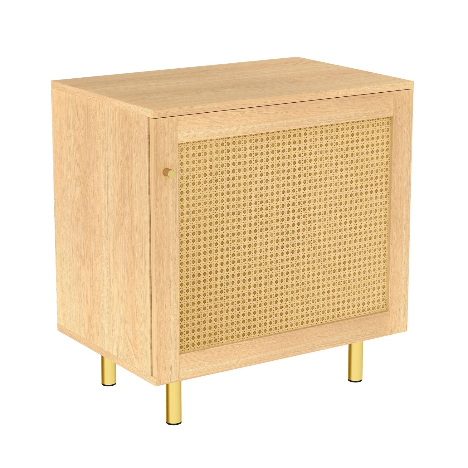 okwish Nachttisch mit 1 Tür Esszimmer 60x63x40cm Natur
