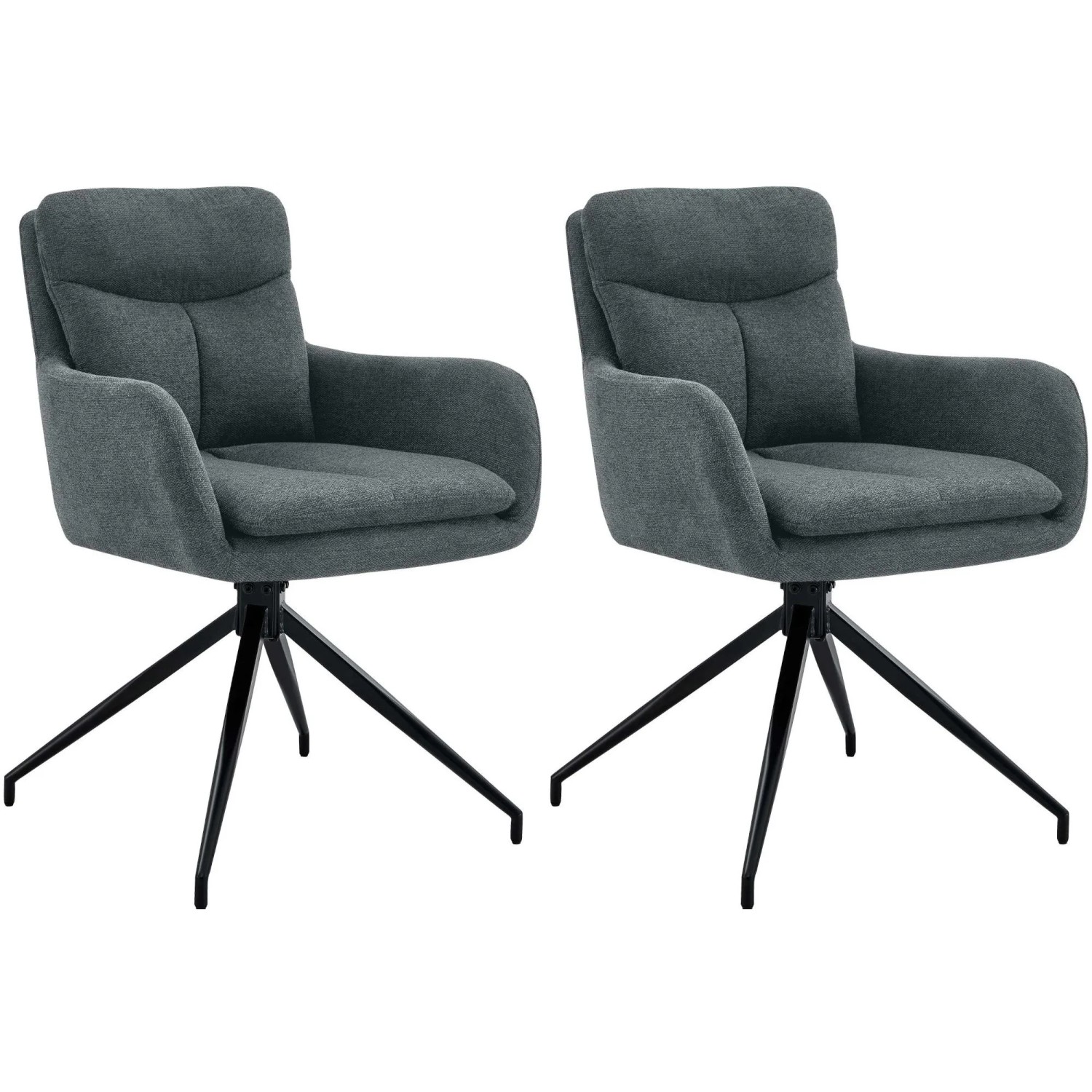 DELUKE 2er Set Esszimmerstuhl DUTOR Stoff Dunkelgrau 57x62x83cm Essstühle Esszimmerstühle Küchenstühle Wohnzimmerstühle