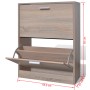 vidaXL Schuhschrank in Eichenoptik mit zwei Schuhkippern. Schuhklappe offen.