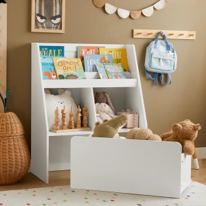 Weißes SoBuy Kinderregal mit Spielzeugtruhe und Bücherregal. Stauraum für Kinderzimmer.