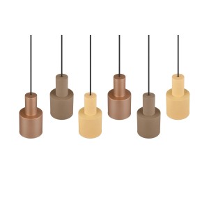 Trio Pendelleuchte Agudo, 6-flammig in Multicolor: Hängelampe mit verschiedenfarbigen Lampenschirmen.