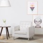 Weißer Relaxsessel vidaXL aus Kunstleder mit Knopfheftung und Stahlfüßen.
