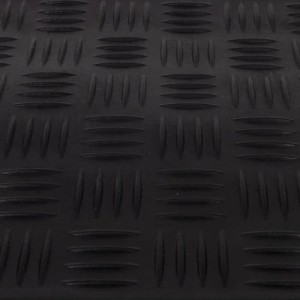 Schwarze Karat Gummi Stufenmatte Madras mit Riffelprofil und Klebestreifen für den Außenbereich.