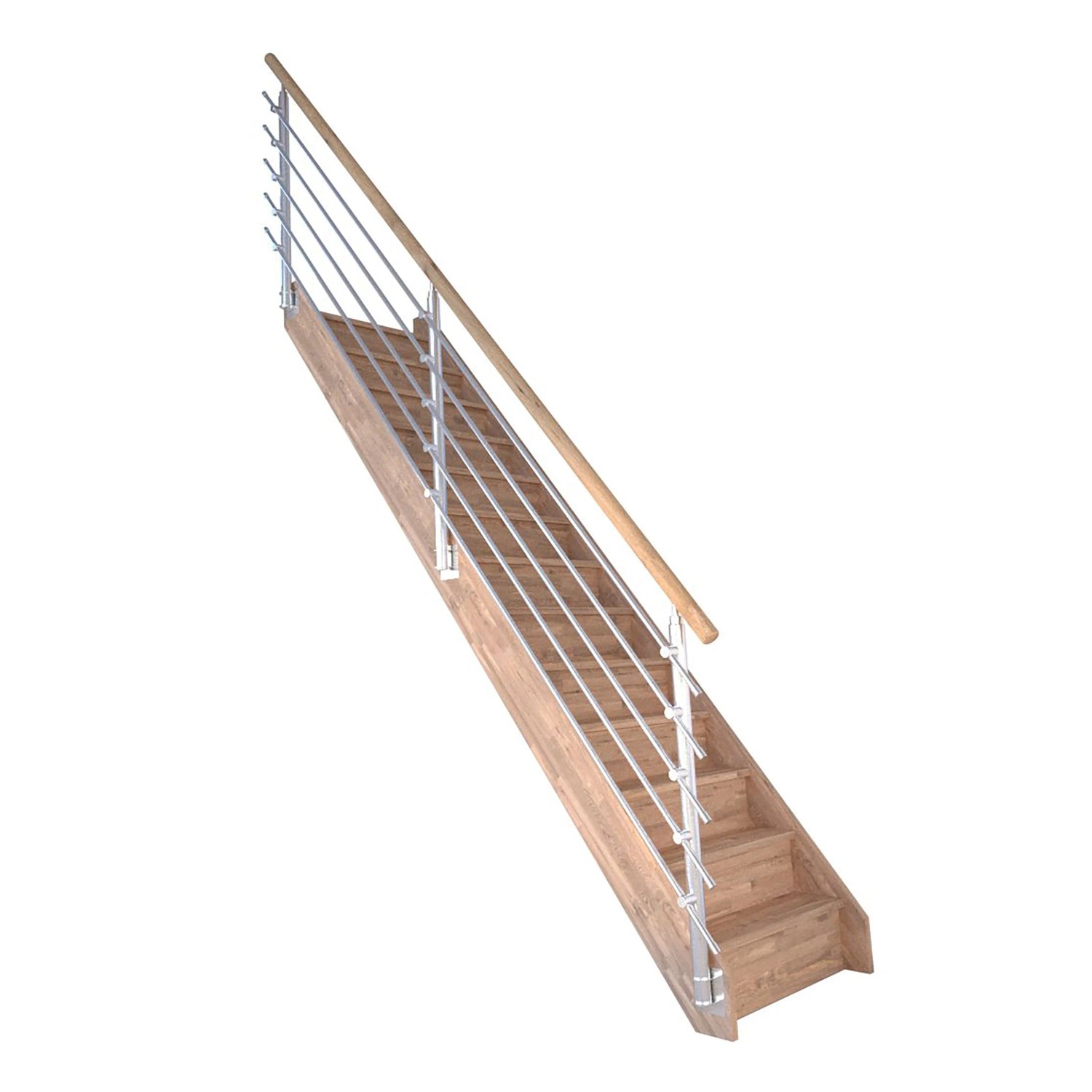 StarWood Treppe Rhodos Eiche Gerade Setzstufen Design-Geländer-Edelstahl FS günstig online kaufen