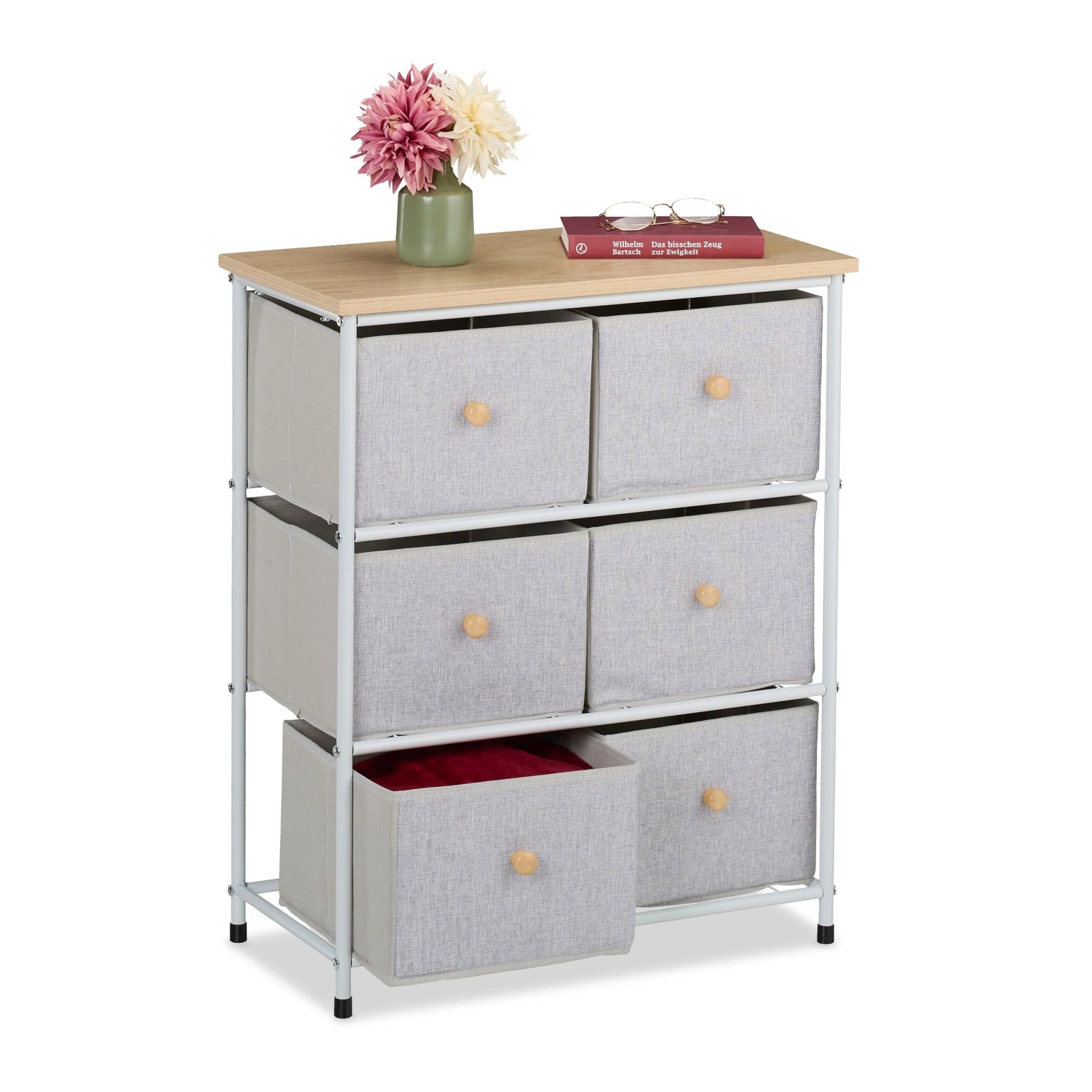 Relaxdays Kommode Metall 6 Schubladen 73 cm x 60 cm x 32 cm 5,6 kg
