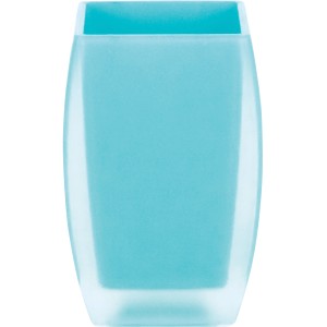 Spirella Zahnputzbecher Freddo Light-Acqua, hellblauer Becher aus Polystyrol im Art Déco Stil.