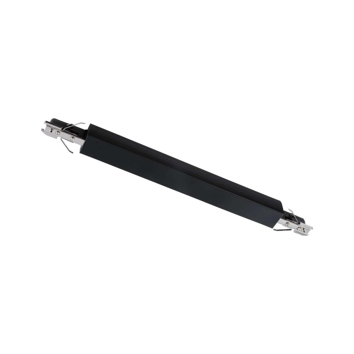 Paulmann URail Schienenadapter Zigbee 3.0, dimmbar, schwarz matt, mit silbernen Anschlüssen für LED-Schienensysteme.