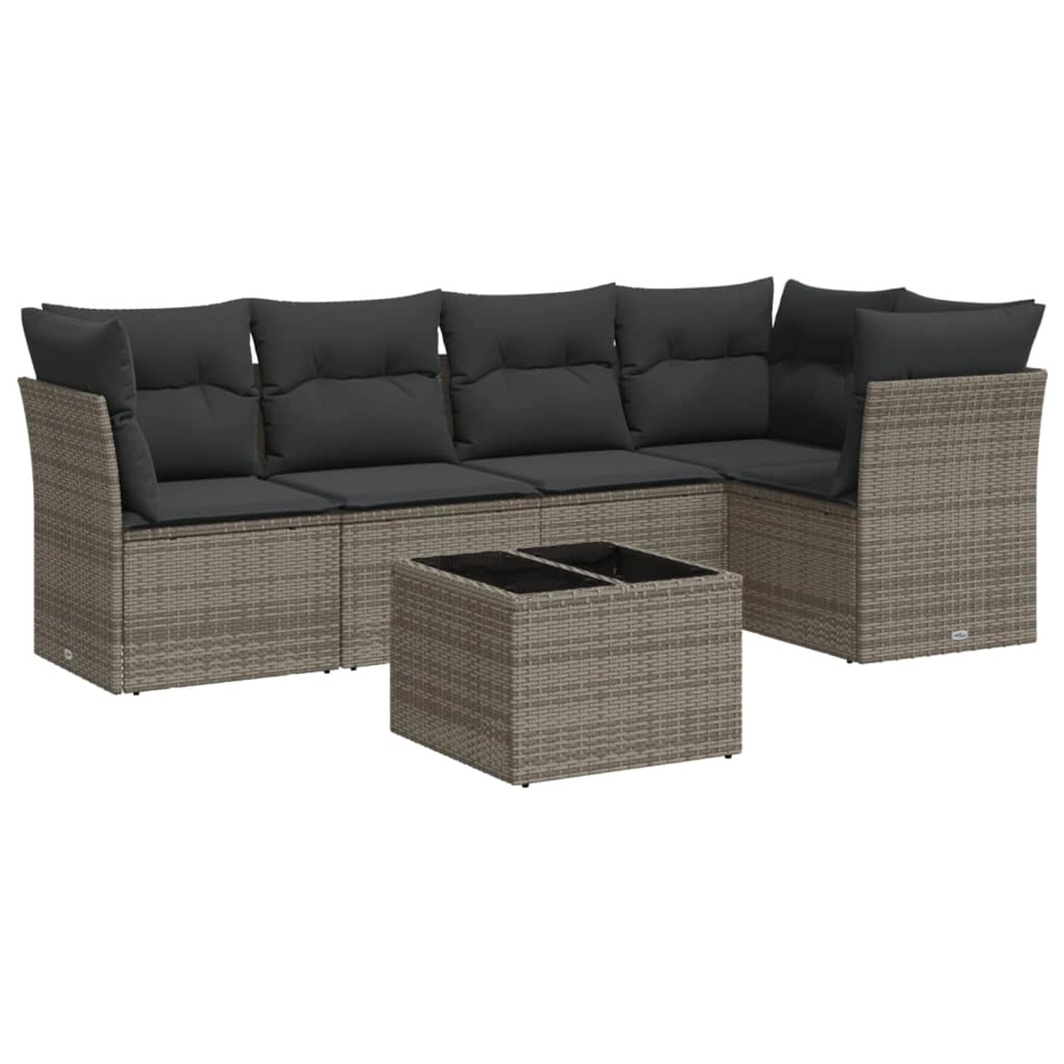 vidaXL 6-Tlg Garten-Sofagarnitur mit Kissen Grau Poly Rattan 3217610 günstig online kaufen
