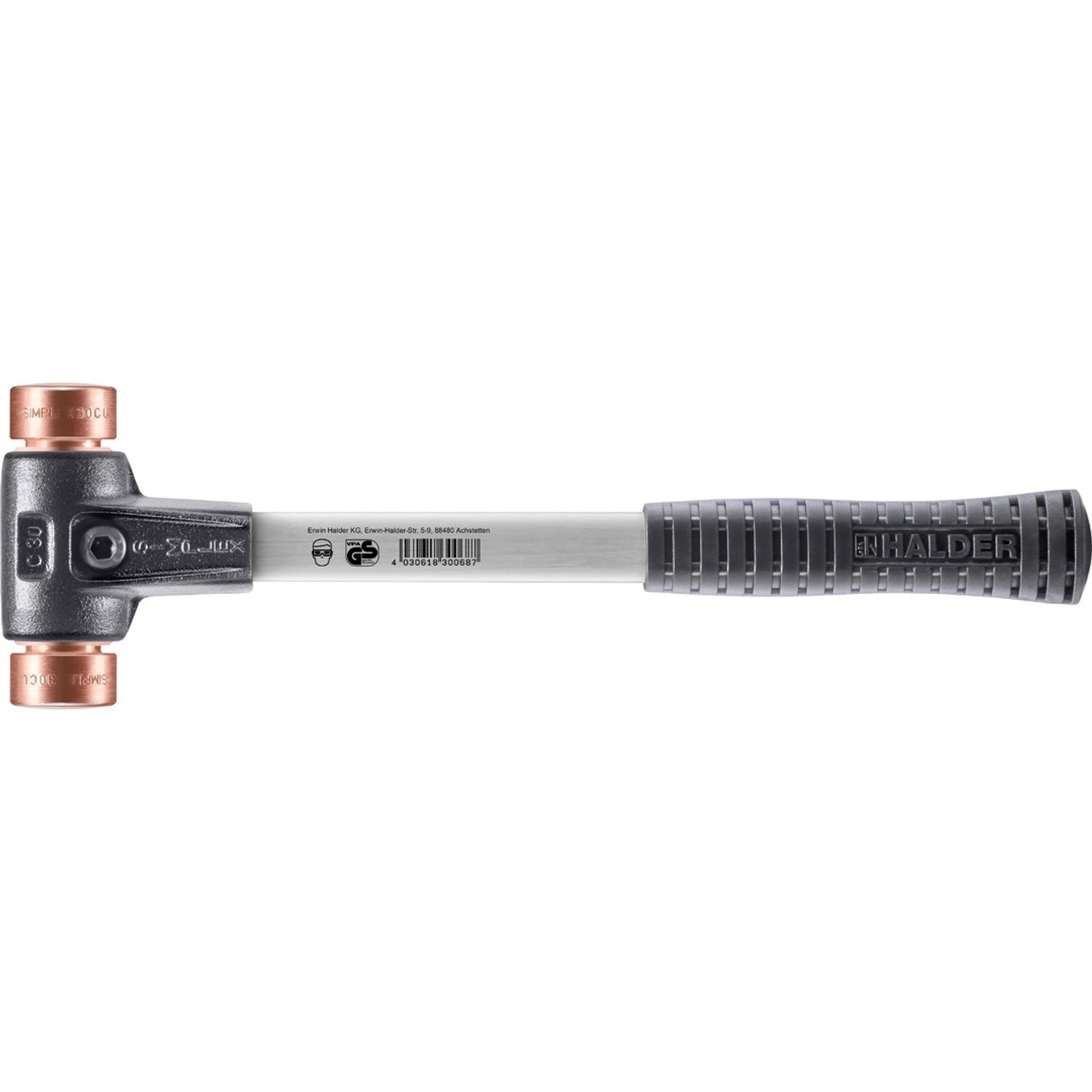 Halder Simplex Schonhammer Ø 30 mm Kupfer mit Verstärktem Tempergussgehäuse günstig online kaufen