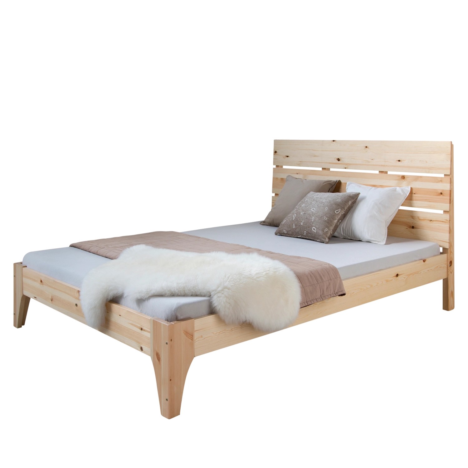 Homestyle4u Holzbett 140 x 200 cm Braun 1848