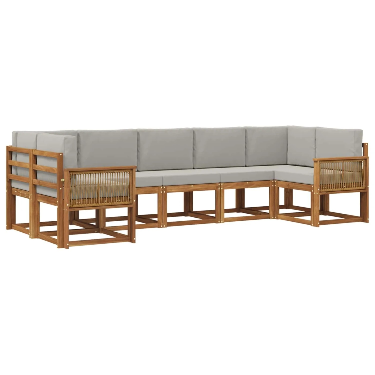 vidaXL Outdoor-Sofagarnitur mit Kissen 7 Stk Natur und Hellgrau 3385517