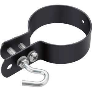 Anthrazitfarbene Geflechtspannstabschelle, Ø 60 mm, zur Zaunmontage von Spannstab und Drahtspanner.