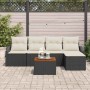 vidaXL Garten-Sofa-Set, 6-teilig, schwarz/weiß, mit Tisch und Auflagen. Gartenmöbel für Terrasse und Garten.