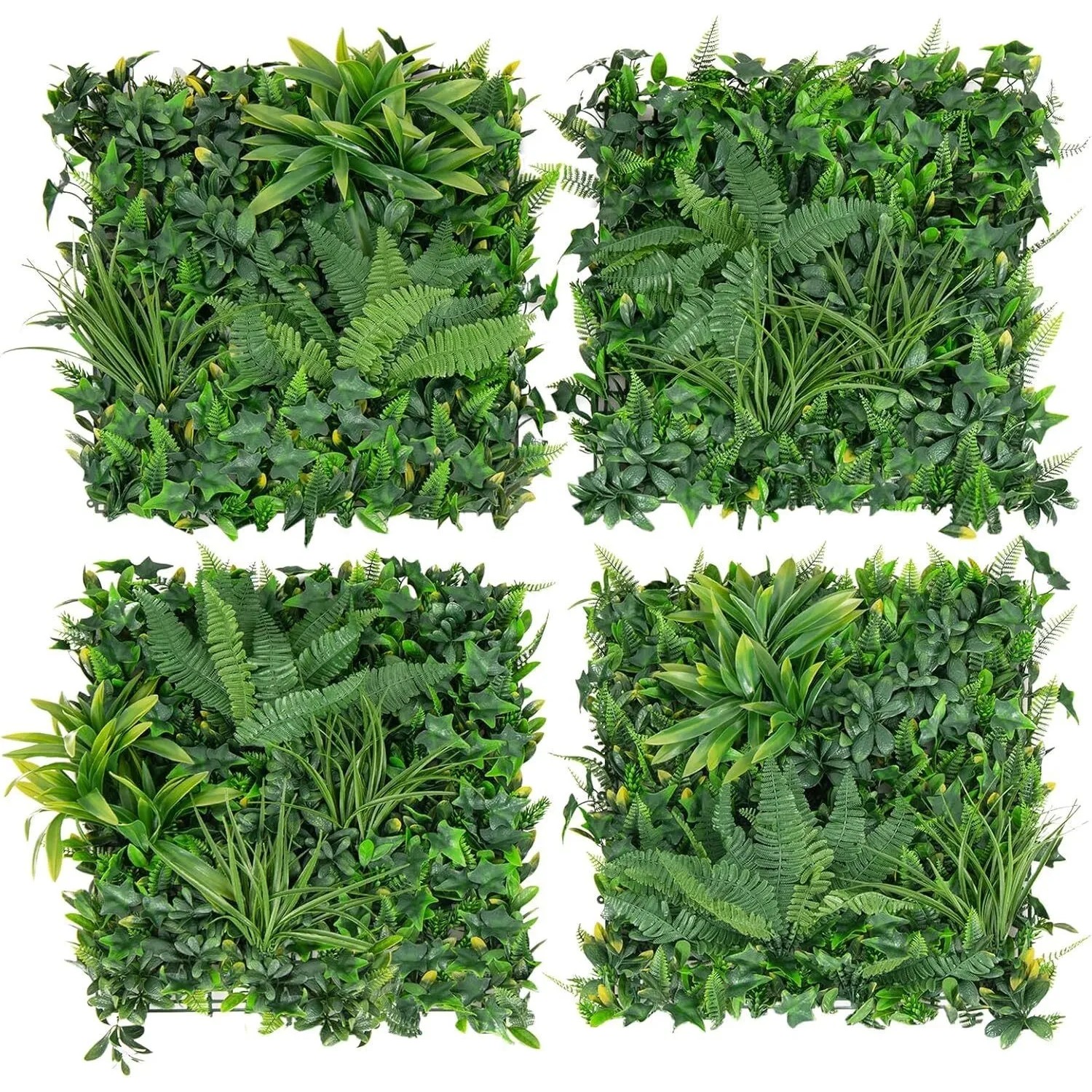 Costway 4 Stück Künstliche Hecke Pflanzenwand 50 x 50 cm Grün