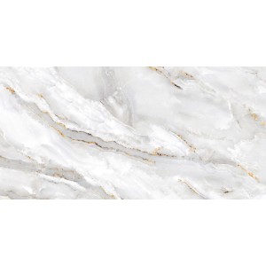Bodenfliese Feinsteinzeug, glasiert und poliert, 60x120 cm, Marmoroptik.