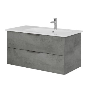 Steinkamp Waschtisch-Set, dunkelgrau, mit Villeroy & Boch Venticello Waschtisch rechts.