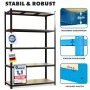 KARAT Schwerlastregal Lakota 2er Set Traglast bis 875 kg Schwarz 200 x 100 x 50 cm_2