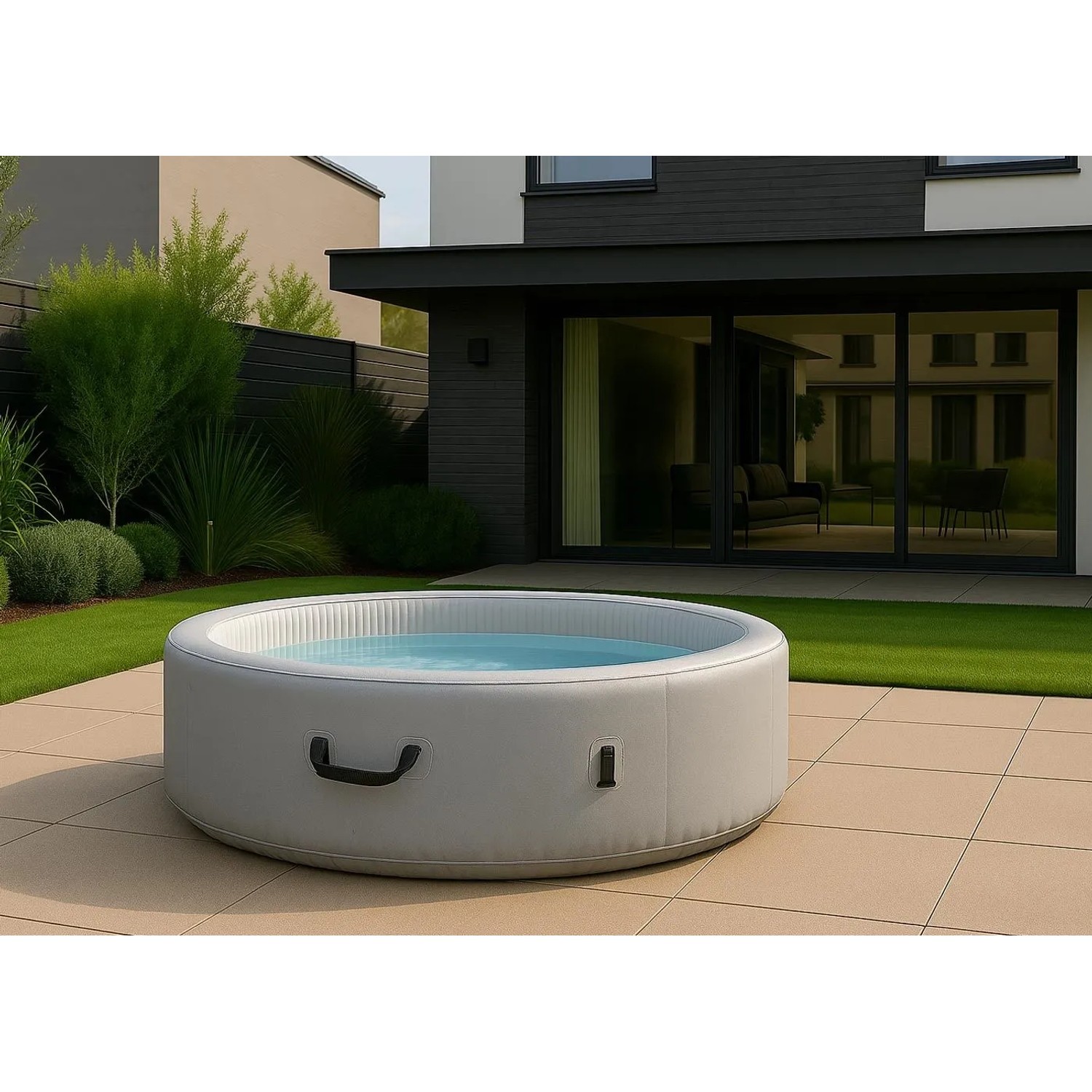 MCW Whirlpool N97 Ersatz-Pool 5 Personen Aufblasbar Rund Ø180cm Grau-Weiß_10