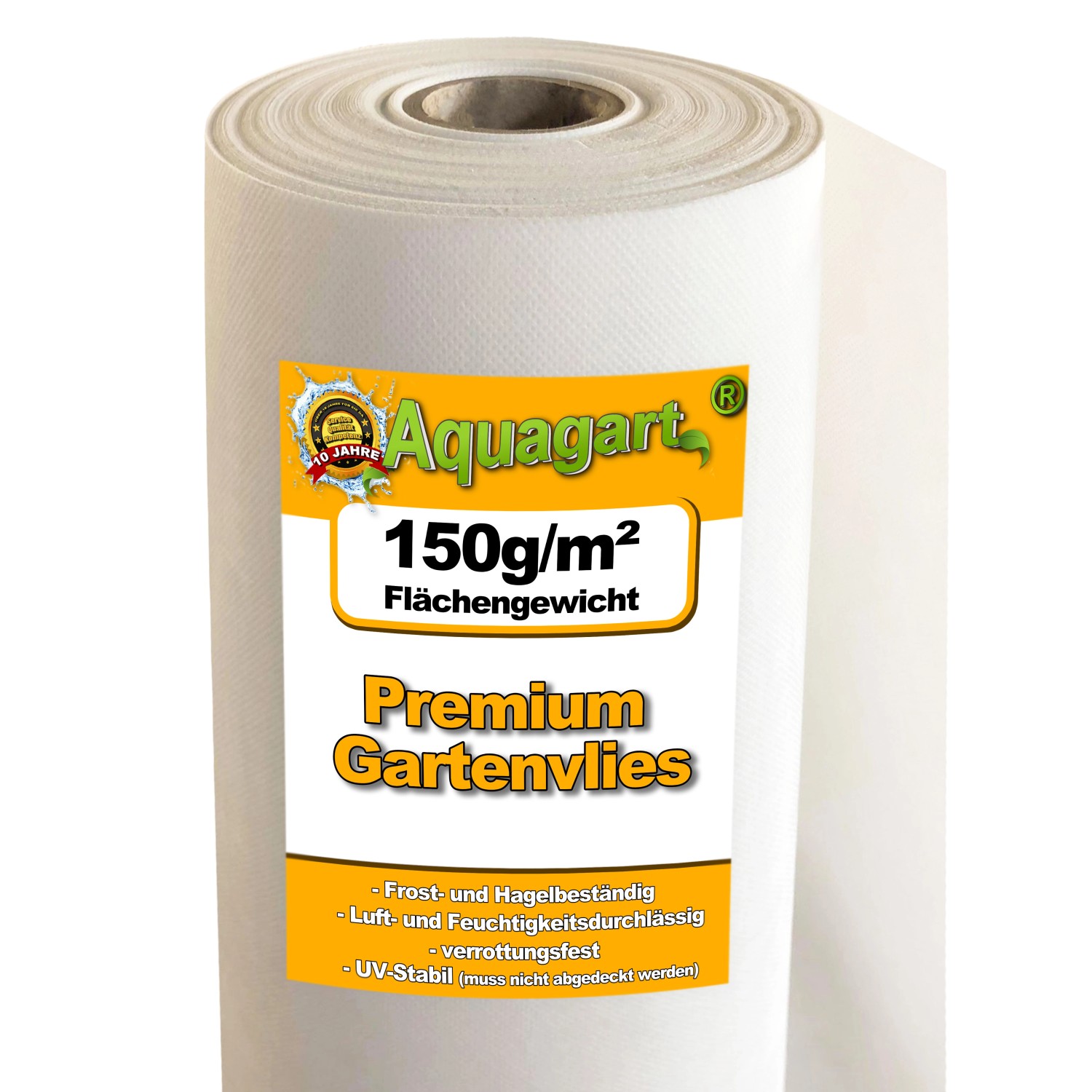Aquagart 250m² Gartenvlies Unkrautvlies Unkrautfolie Mulchvlies 150g/m² Weiß 1m Breit