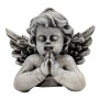 Betender Engel als Grabdekoration Memoria Flower Power aus Kunststein für Gräber.