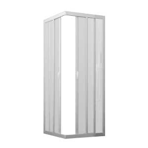 Forte Premium Eckduschkabine Vela, 80x80 cm, Weiß, Eckeinstieg mit Schiebetüren.