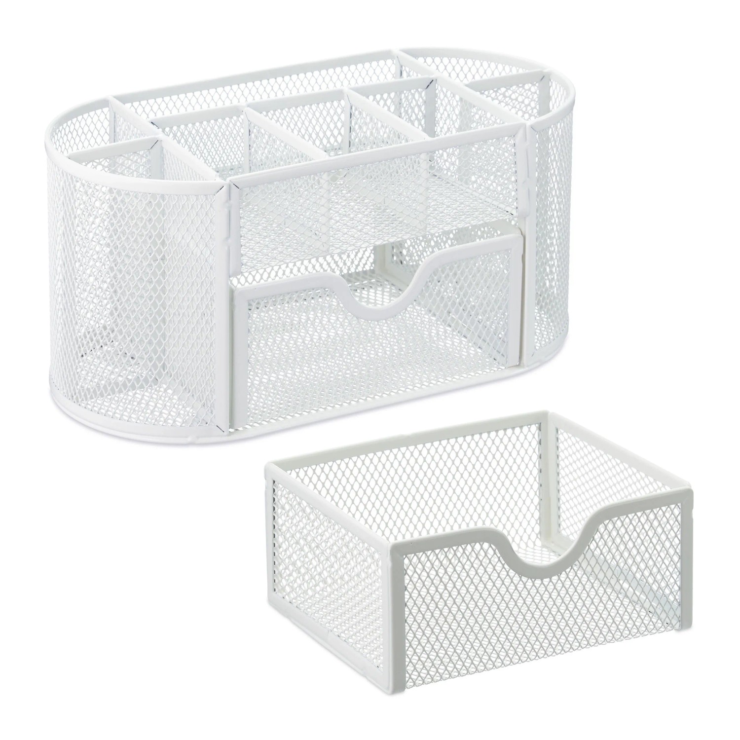 Relaxdays Stiftehalter Schreibtisch Stahl Weiß Rutschfest 10,5 cm x 22 cm x 11 cm 420 g