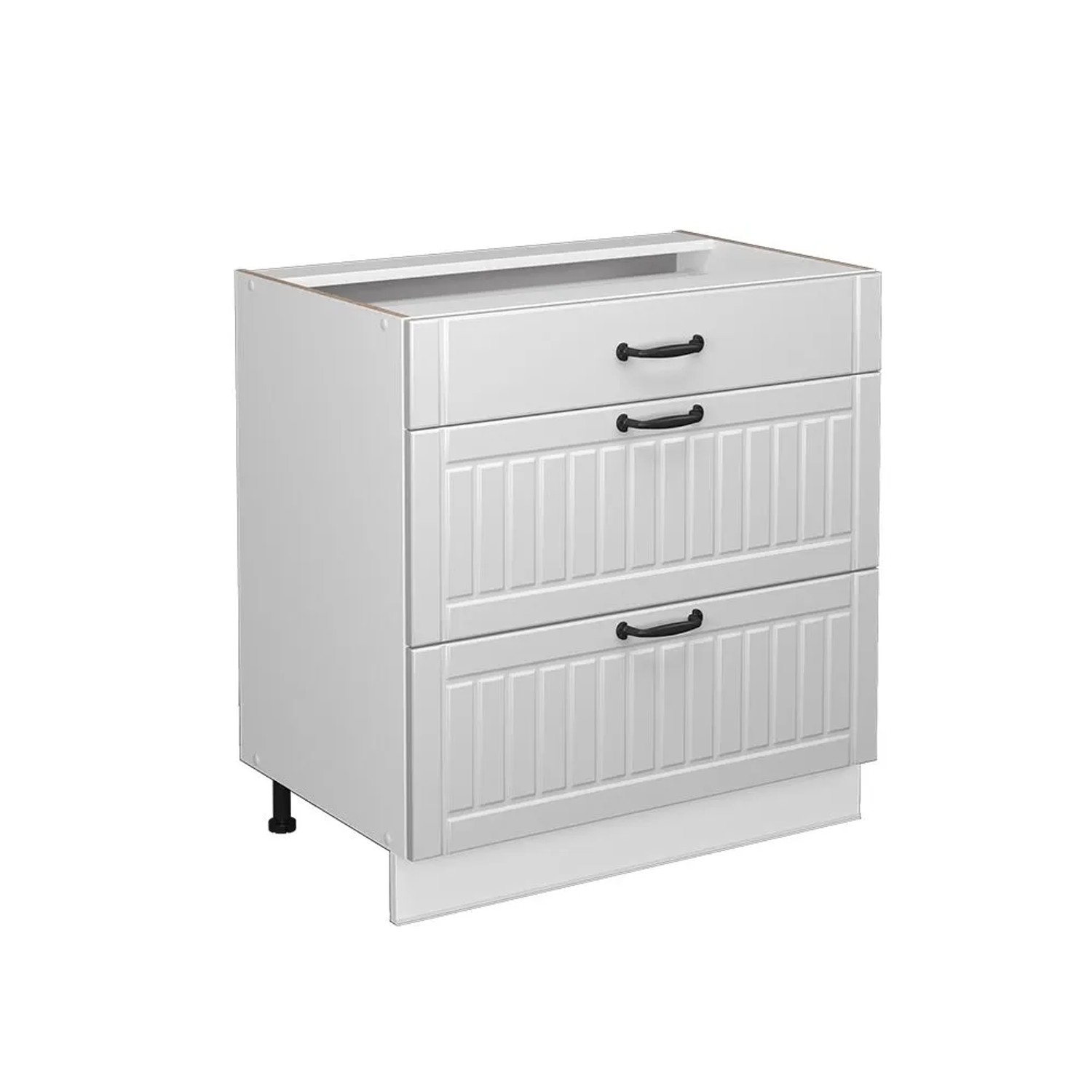 Vicco Badschrank Fame-Line Weiß Landhaus 80 x 82 mit 3 Schubladen ohne Arbeitsplatte