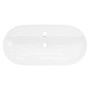 ML-Design Waschbecken, Keramik, weiß, 80x40 cm, oval, mit Ablaufgarnitur, Aufsicht.