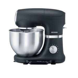 Severin Küchenmaschine KM 3898, schwarz, mit großer 5.5L Edelstahlschüssel und integrierter Waage.