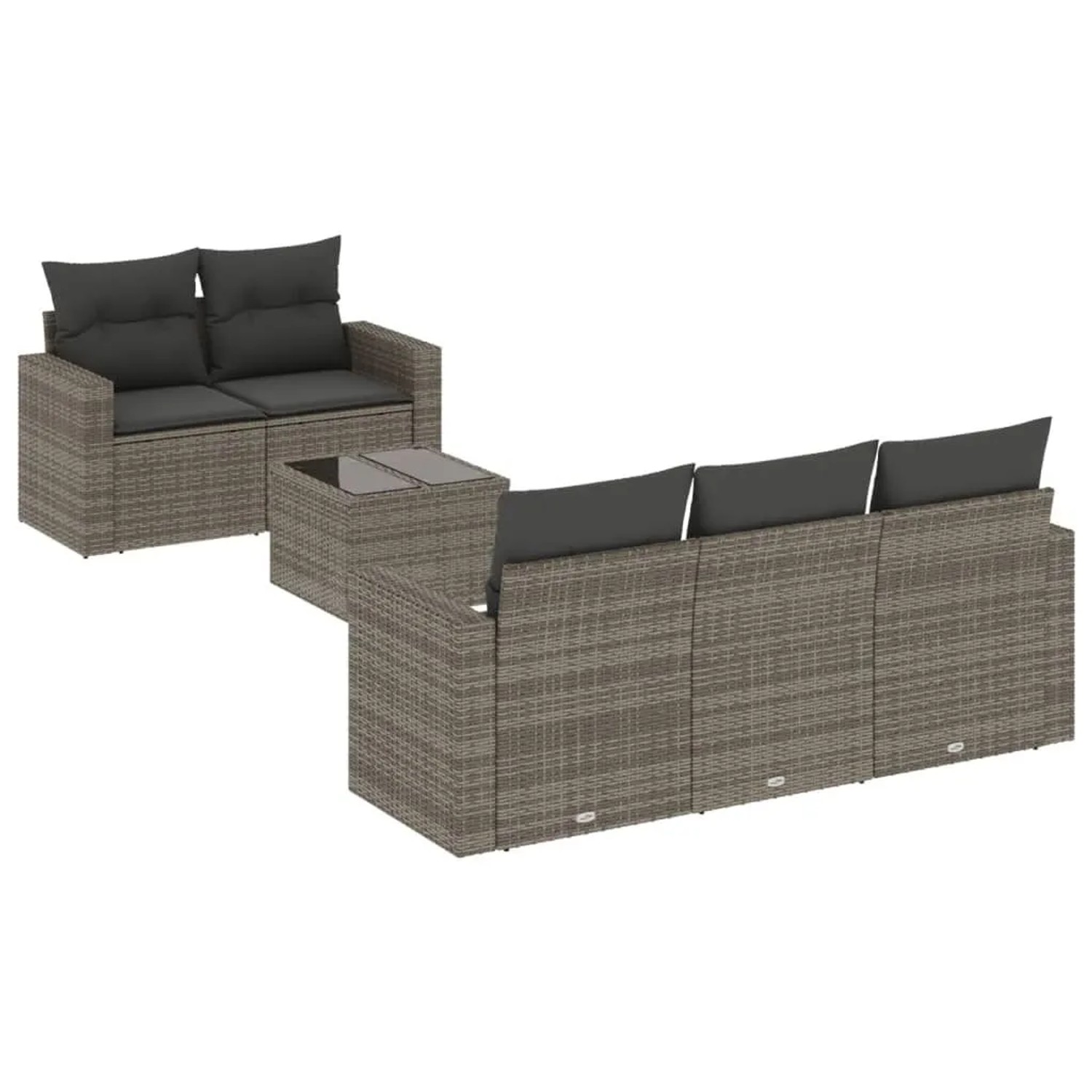 Thumbnail - vidaXL 6-Tlg Garten-Sofagarnitur mit Kissen Grau Poly Rattan 3251037