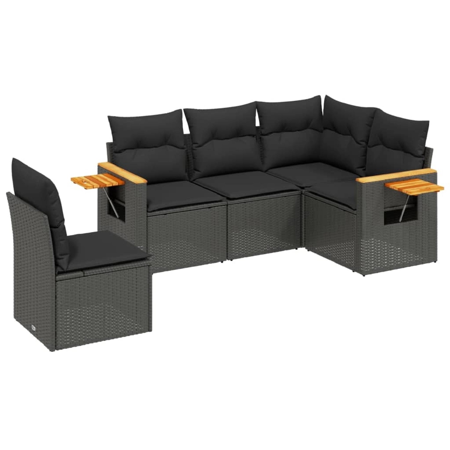 vidaXL 5-Tlg Garten-Sofagarnitur mit Kissen Schwarz Poly Rattan 3259213 günstig online kaufen