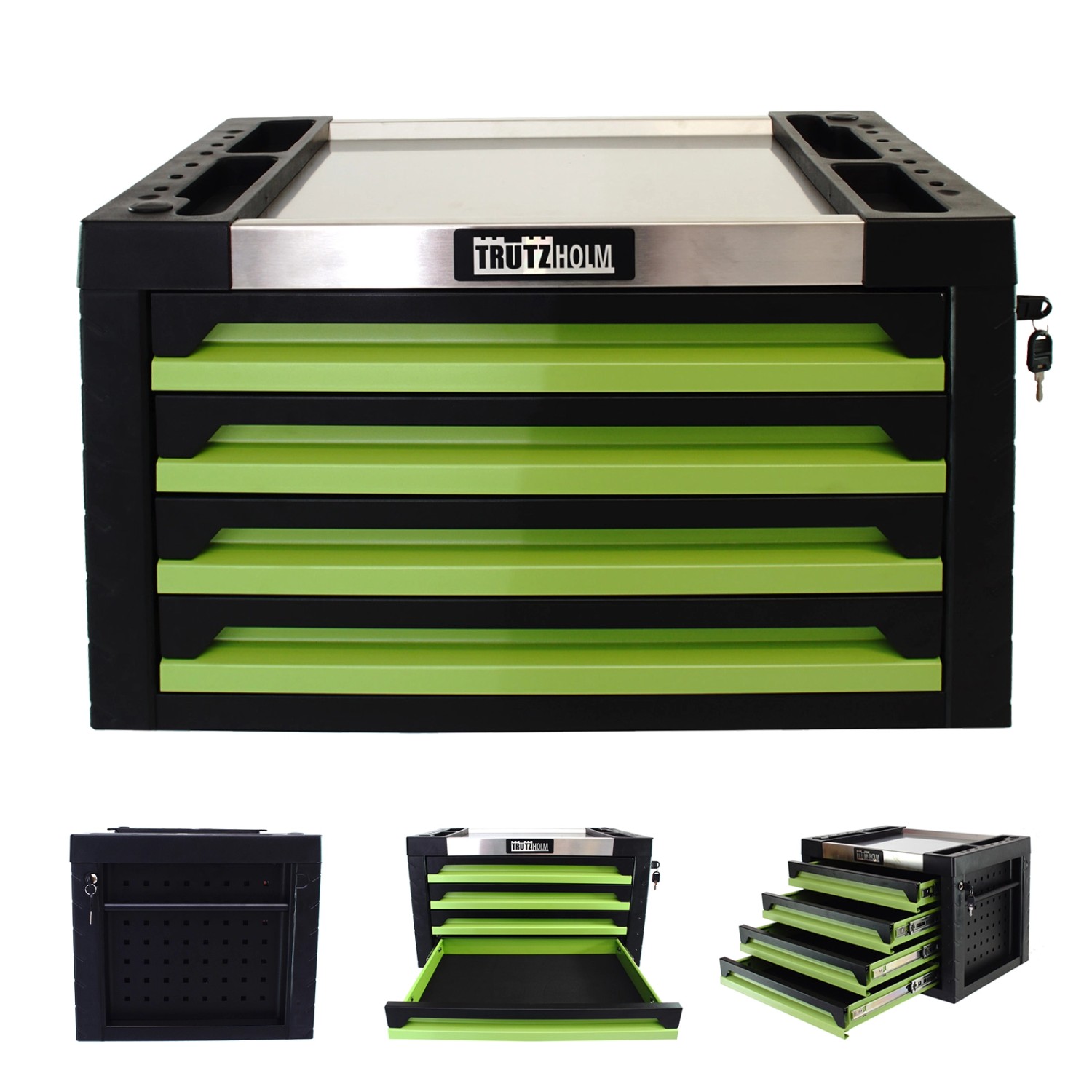 TRUTZHOLM Werkzeugkiste 4 Schubladen 68 x 46 cm Leer Grün günstig online kaufen