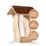 CULT at home Vogel Futterhaus aus hellem Holz mit braunem Rindendach, 30x21 cm. Zum Stellen oder Hängen, leicht befüllbar.