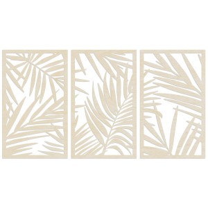 WANDStyle Wanddeko Farn, 3-teilig, Pappelholz, 168x90cm. Holzbild für Wohnraum.