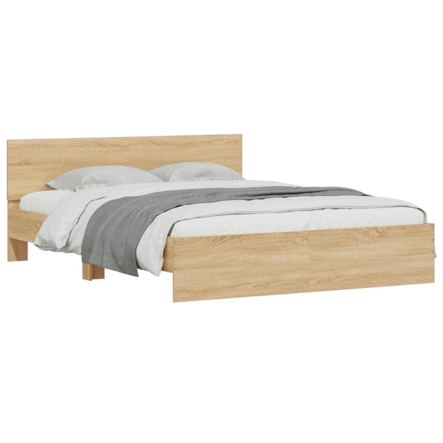 vidaXL Bettgestell mit Kopfteil LED-Beleuchtung Sonoma-Eiche 150x200cm 3207 günstig online kaufen