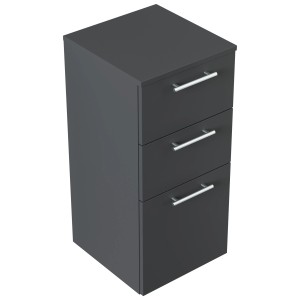 Posseik Midischrank, 75 cm, Grafit, mit 2 Schubladen und einer Tür mit Soft-Close Funktion.