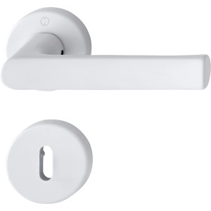 Weiße Hoppe Rosettengarnitur Hamburg für Innentüren mit Schlüsselrosette.