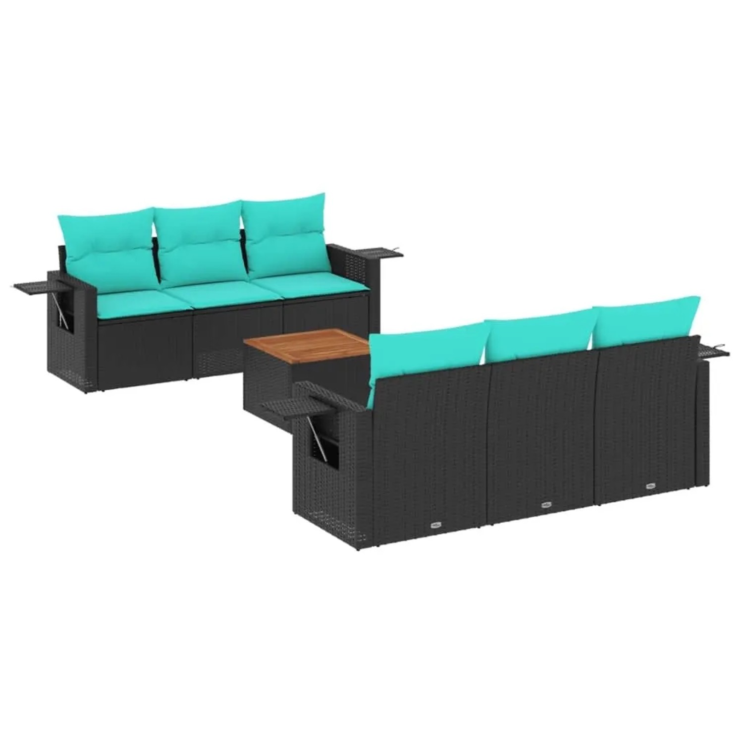 vidaXL 7-Tlg Gartensofa-Set mit Kissen Schwarzes Polyrattan 3224454 günstig online kaufen