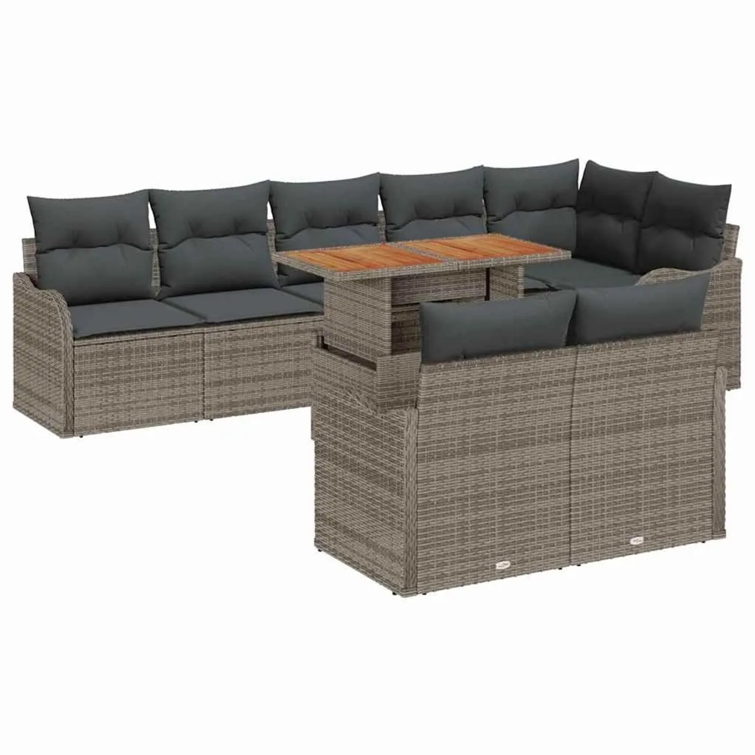 vidaXL Garten-Sofa-Set mit Kissen 9-Tlg Grau 3349474