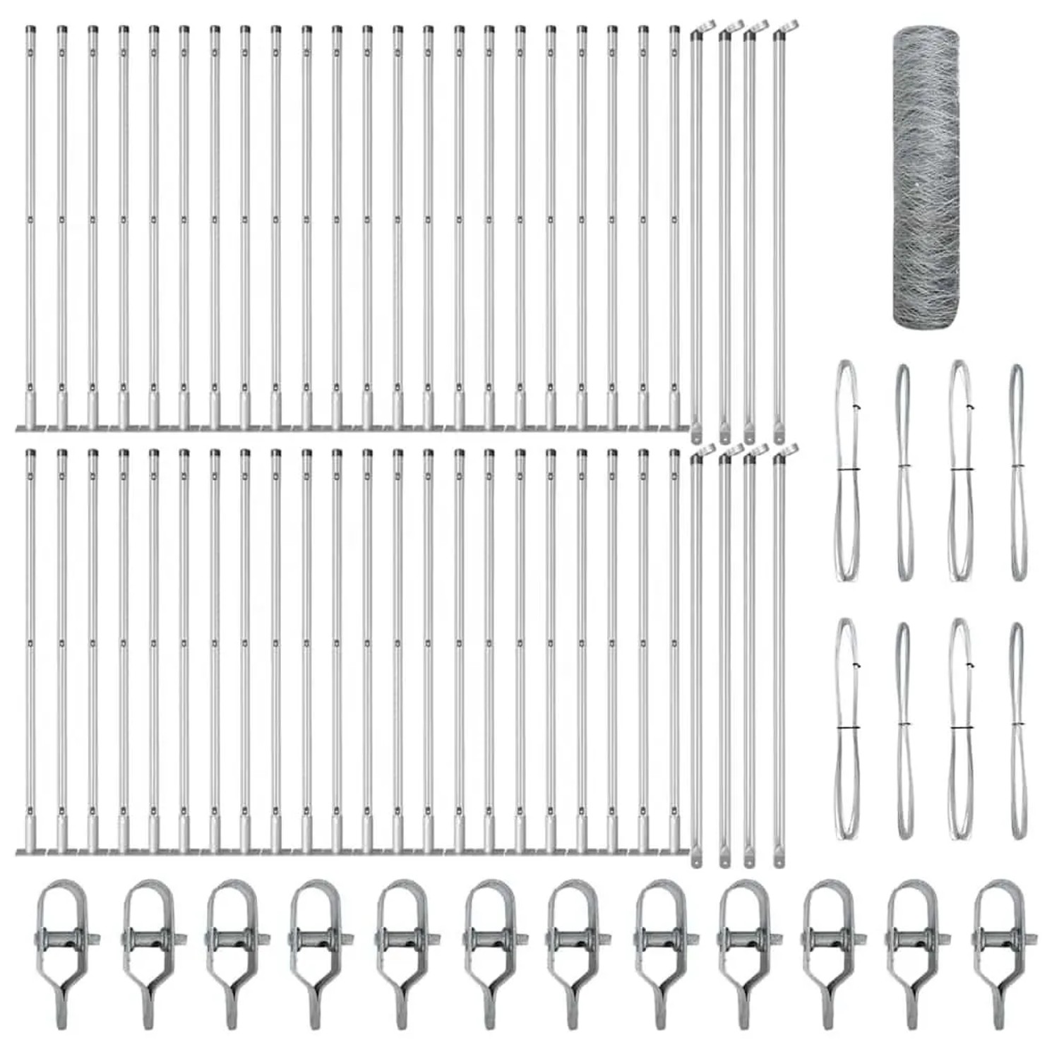 vidaXL Zaunpfosten Silber 100 x 0,6 m 36 mm Maschen Stahl 3353864 günstig online kaufen