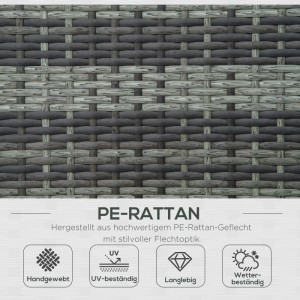 Outsunny Polyrattan Doppelliege Luxus 5-Stufige Rückenlehne
