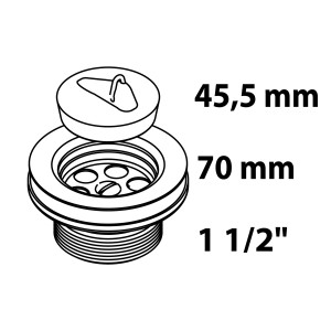 Kirchhoff Ablaufventil mit Stopfen, 47,8 mm (1 1/2 AG) x 70 mm, für Spüle.