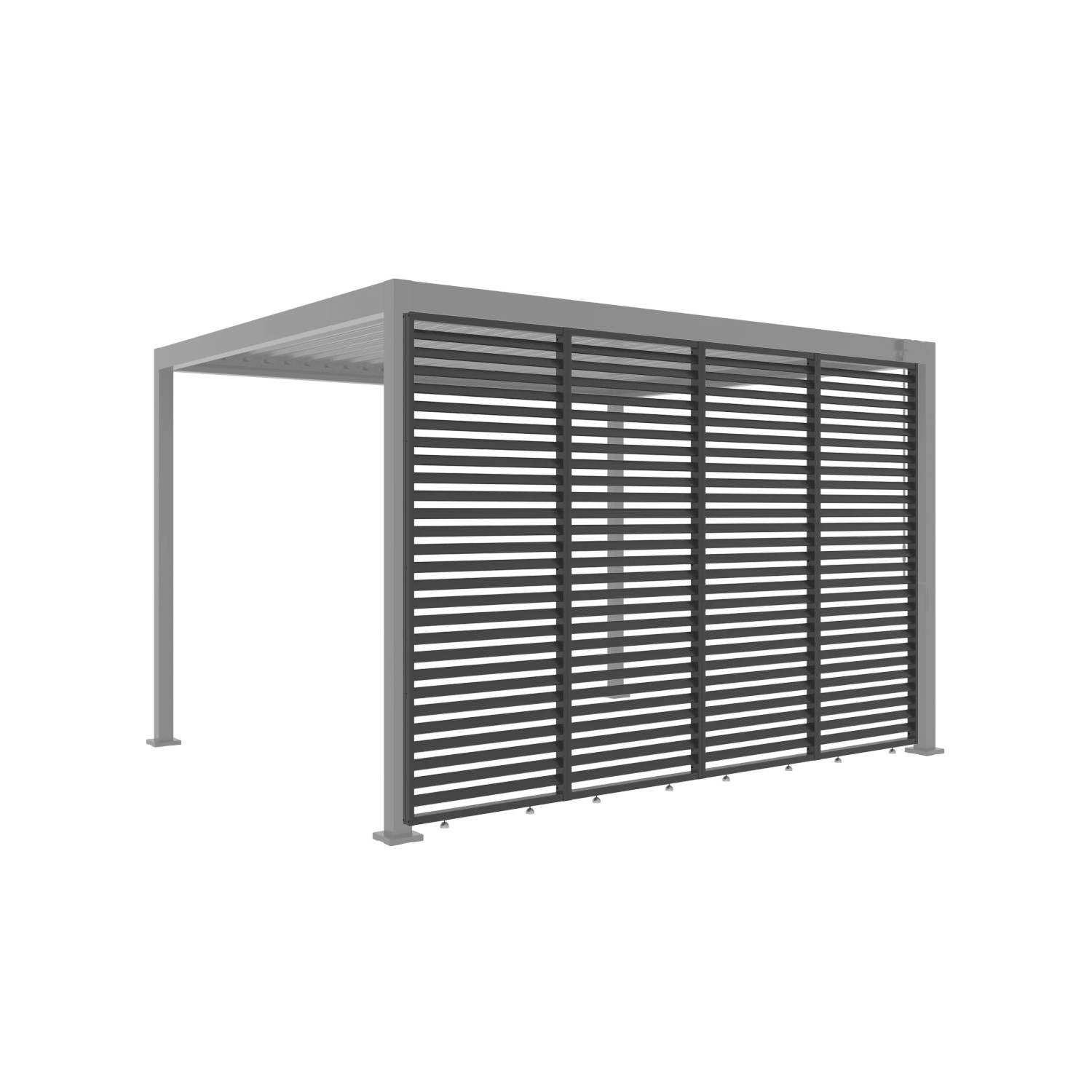 Anthrazitfarbene MWH Lamellenwände (4er-Set) für Pergola, 85cm hoch, als Sichtschutz.