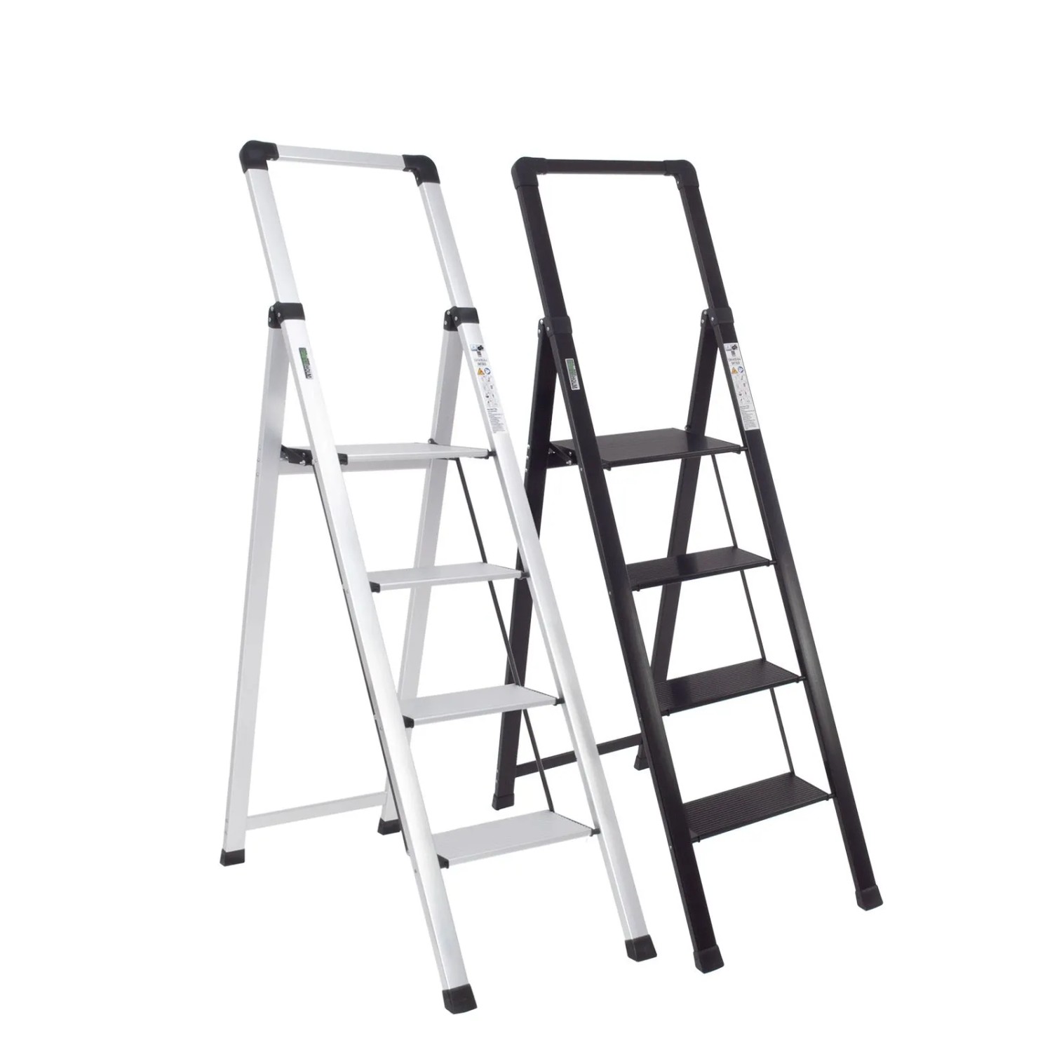 TRUTZHOLM Alu Trittleiter 4 Stufig Klappbar mit Handlauf 150kg Silber