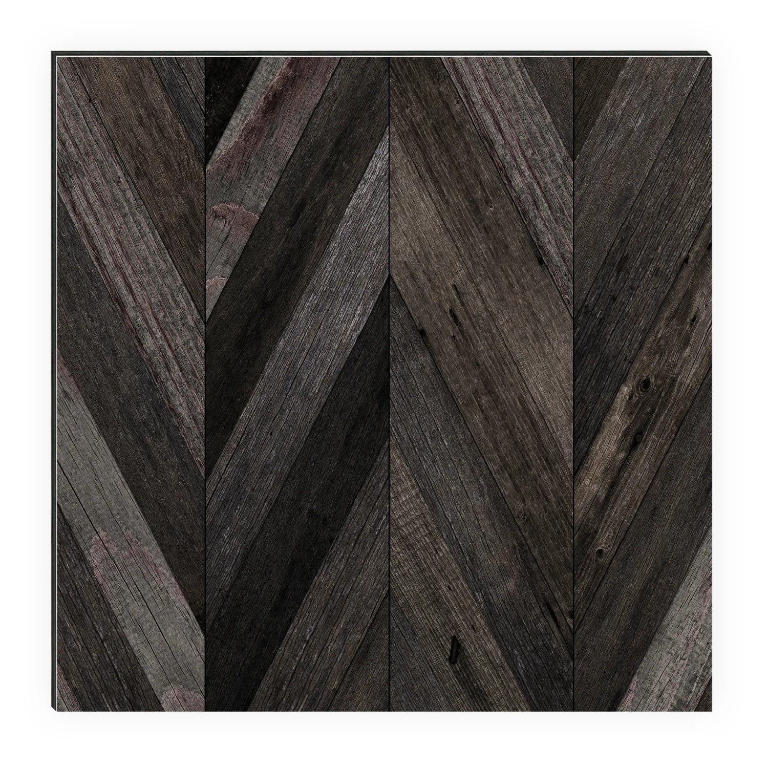 MySpotti Küchenrückwand Celebia, 100x60 cm, dunkelbraunes Holzdesign im Fischgrätmuster.
