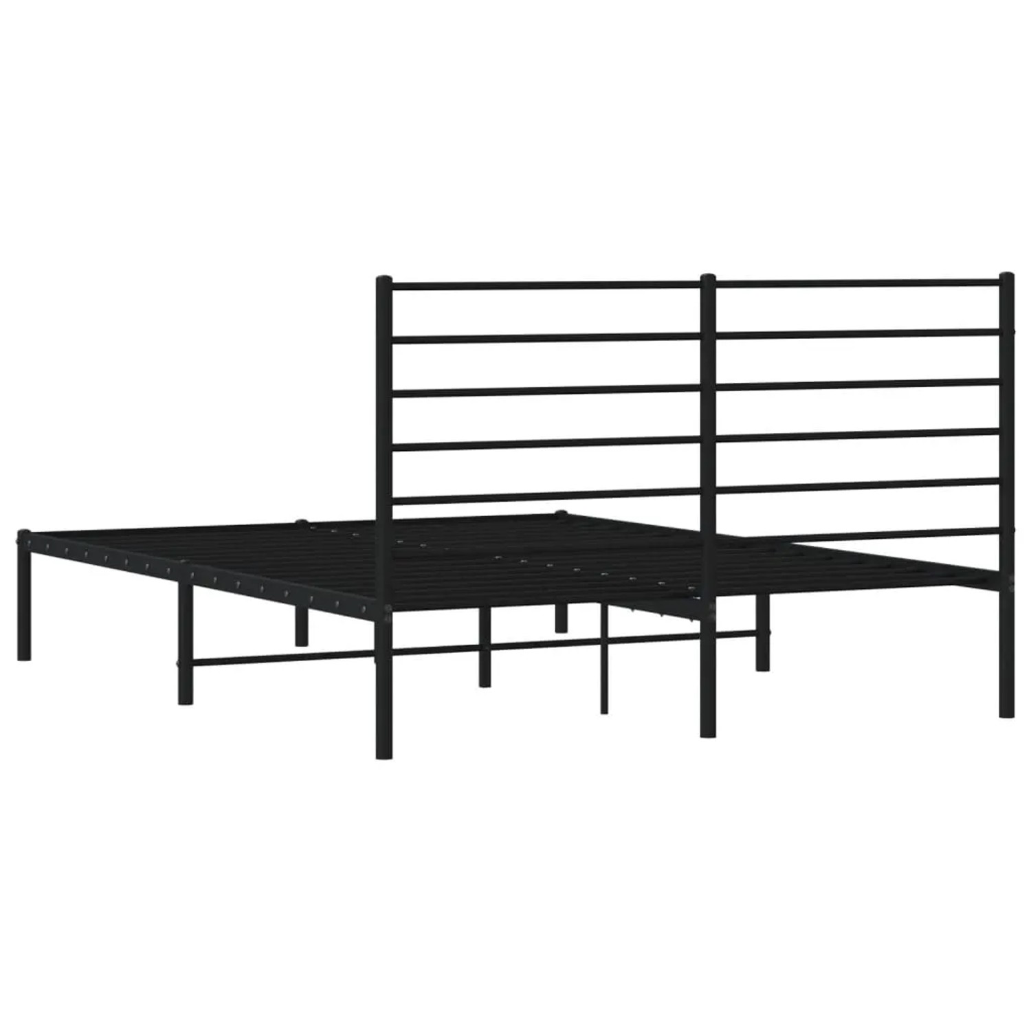 Schwarzes vidaXL Bettgestell mit Kopfteil, Metall, 120x200 cm.